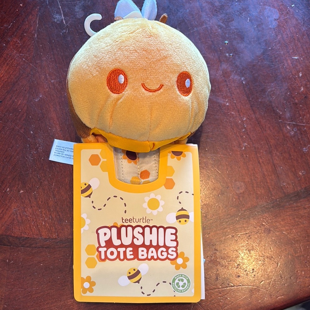 TeeTurtle Bee Plush Reusable Tote Bag.